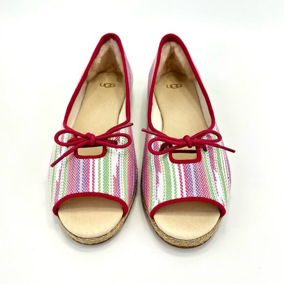 Ugg Marleigh Open Toe Flats Sz 9 Pink/Multi Serape/Canva Espadrille Platform New - Picture 11 of 16